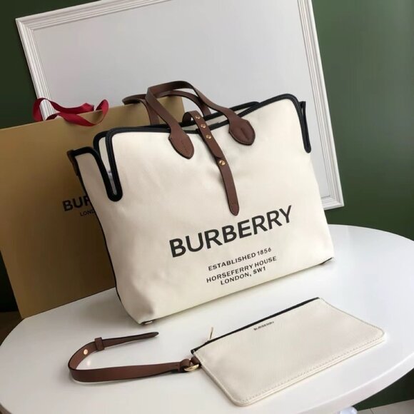 Burberry Vintage Tote Bag Shopping Bag Shoulder Handbag - Picture 1 of 8